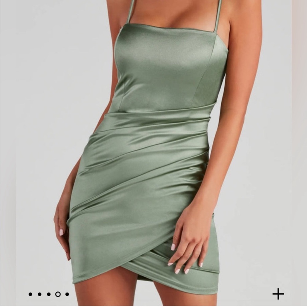 Windsor Sage Green Satin Mini Dress